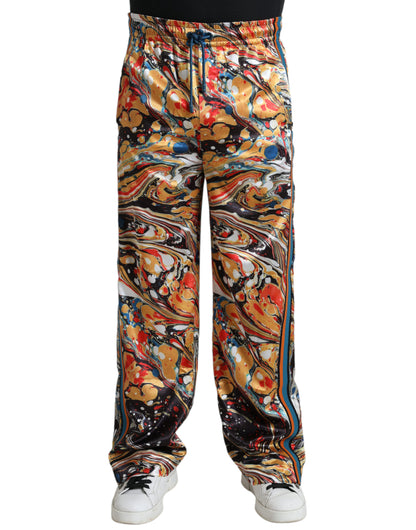 Dolce &amp; Gabbana Satinhose mit mehrfarbigem Marmor-Print
