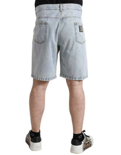 Dolce &amp; Gabbana – Bermudashorts aus Denim mit mehrfarbigem Blumendruck