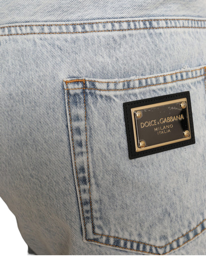 Dolce &amp; Gabbana – Bermudashorts aus Denim mit mehrfarbigem Blumendruck