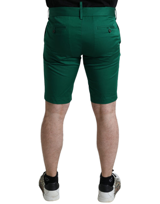 Dolce &amp; Gabbana Dunkelgrüne Herren-Bermudashorts aus Baumwollstretch
