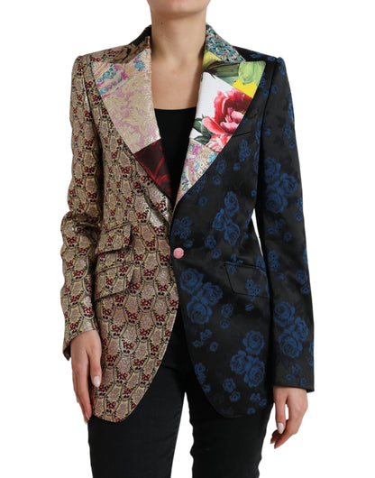 Dolce &amp; Gabbana – Mehrfarbige Jacquardjacke mit floralem Patchwork