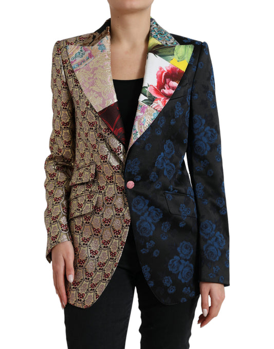Dolce &amp; Gabbana – Mehrfarbige Jacquardjacke mit floralem Patchwork
