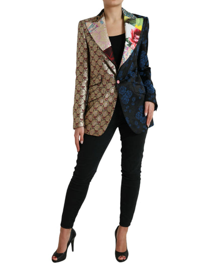 Dolce &amp; Gabbana – Mehrfarbige Jacquardjacke mit floralem Patchwork