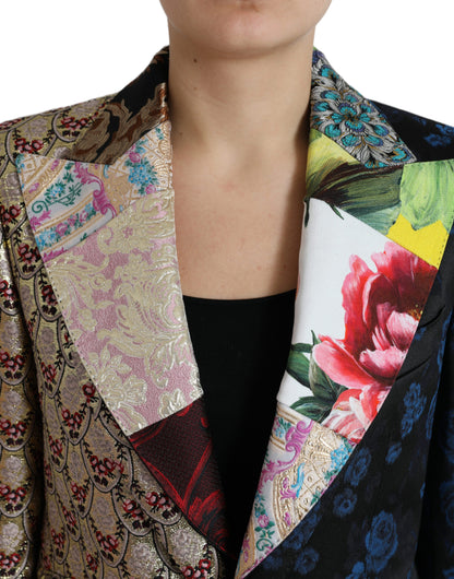 Dolce &amp; Gabbana – Mehrfarbige Jacquardjacke mit floralem Patchwork