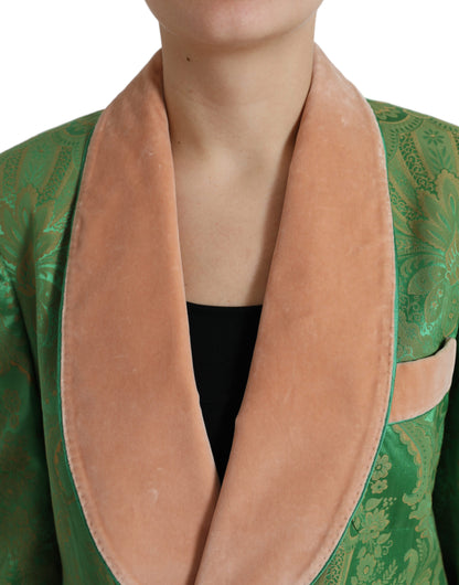 Dolce &amp; Gabbana – Zweireihige Manteljacke mit grünem Blumenmuster