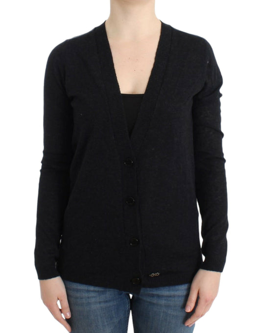 Costume National Graue Strickjacke aus Alpakawolle