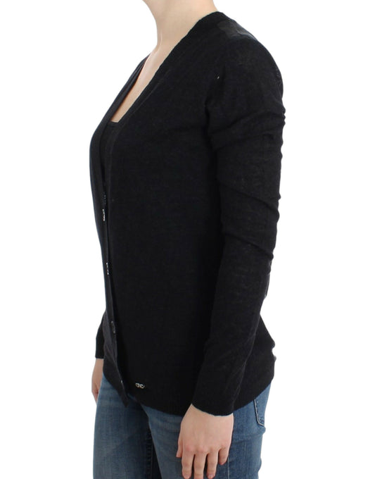 Costume National Graue Strickjacke aus Alpakawolle