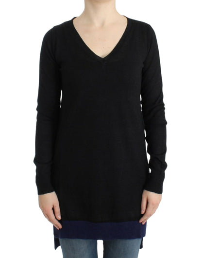 Costume National – Schwarzer, leichter Pullover mit V-Ausschnitt
