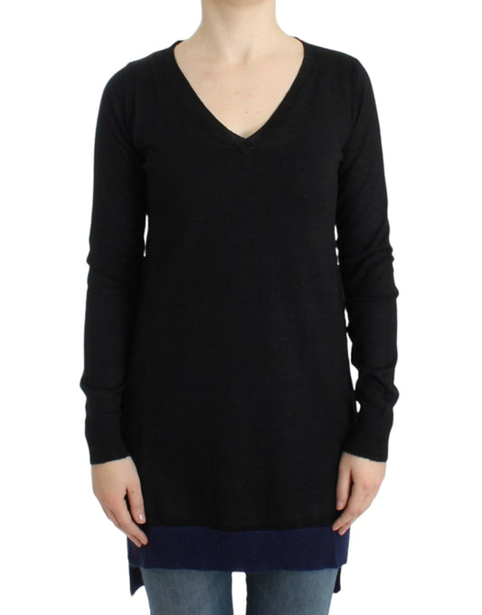 Costume National – Schwarzer, leichter Pullover mit V-Ausschnitt