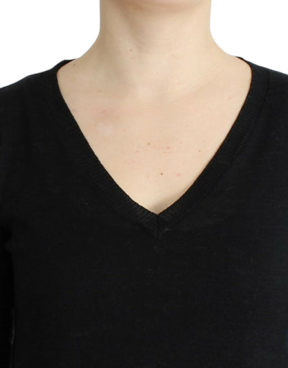 Costume National – Schwarzer, leichter Pullover mit V-Ausschnitt