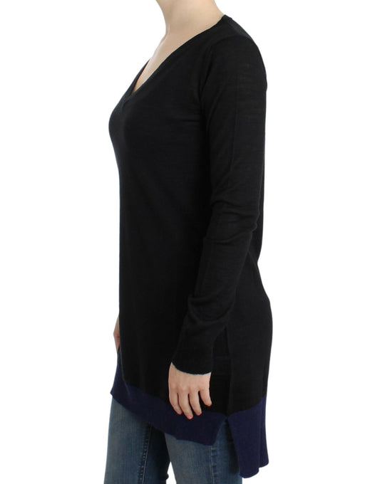 Costume National – Schwarzer, leichter Pullover mit V-Ausschnitt