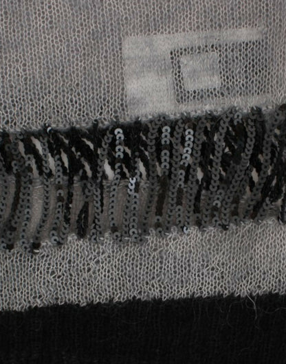 Costume National Grauer, asymmetrischer Pullover mit Verzierung