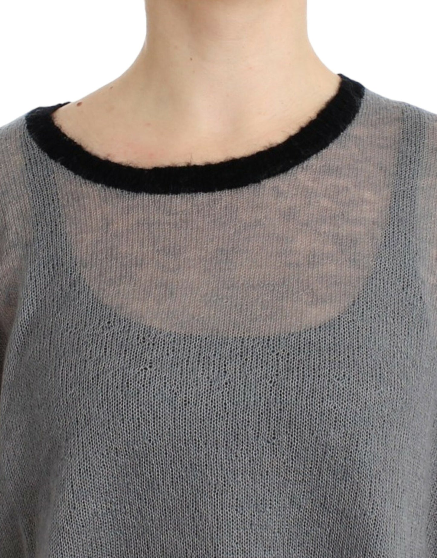 Costume National Grauer, asymmetrischer Pullover mit Verzierung