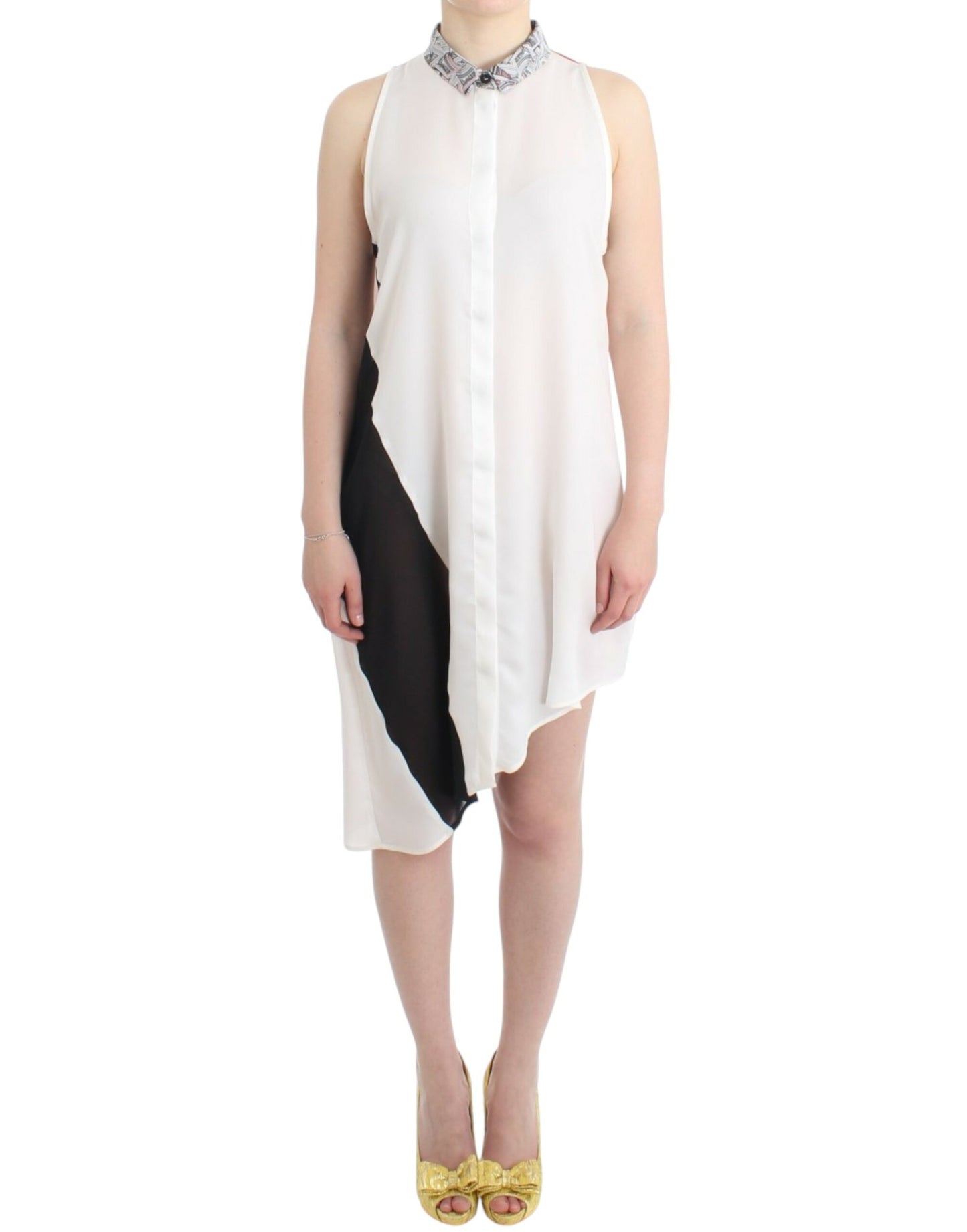 Costume National – Weißes Hemdkleid mit asymmetrischem Saum