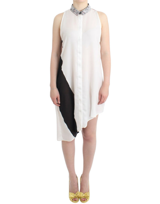 Costume National – Weißes Hemdkleid mit asymmetrischem Saum