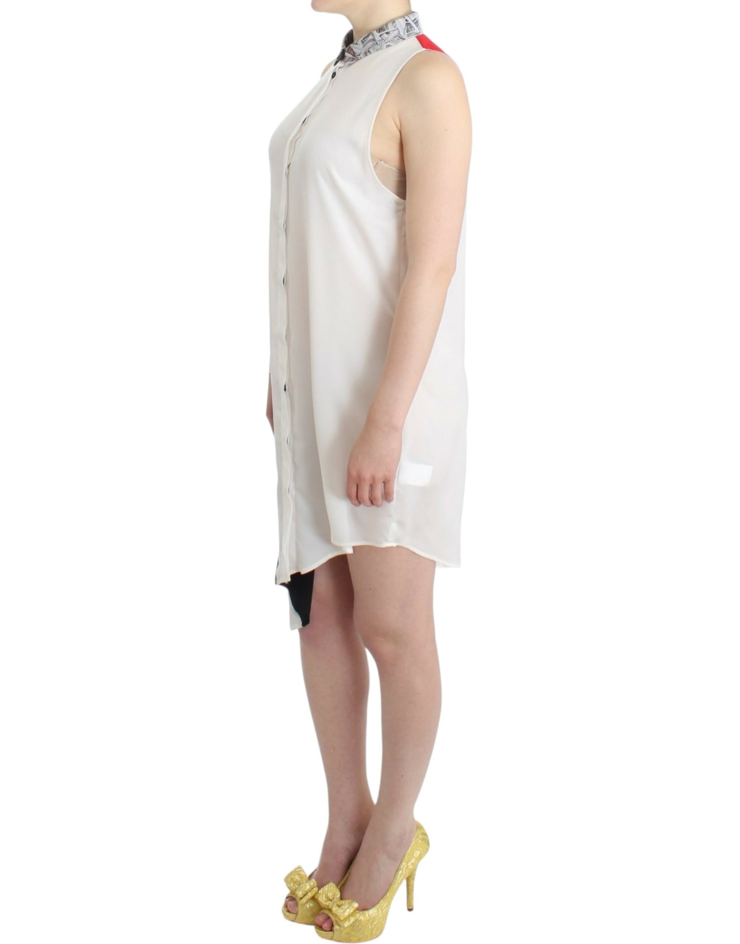Costume National – Weißes Hemdkleid mit asymmetrischem Saum