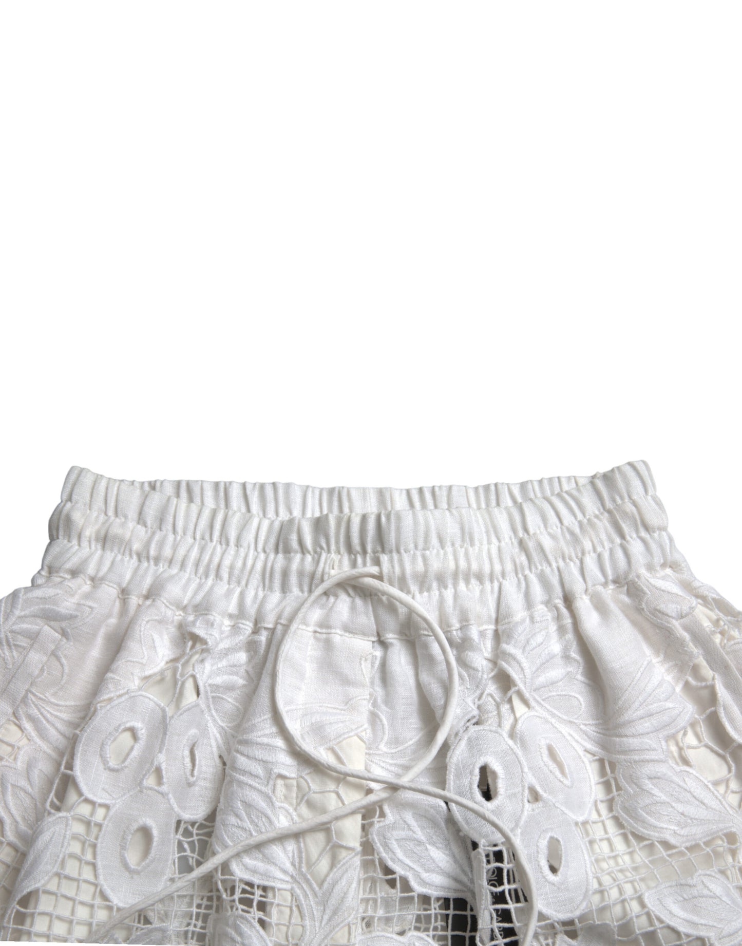 Dolce &amp; Gabbana – Weiße Bermudashorts aus Baumwolle mit Cut-outs und hoher Taille