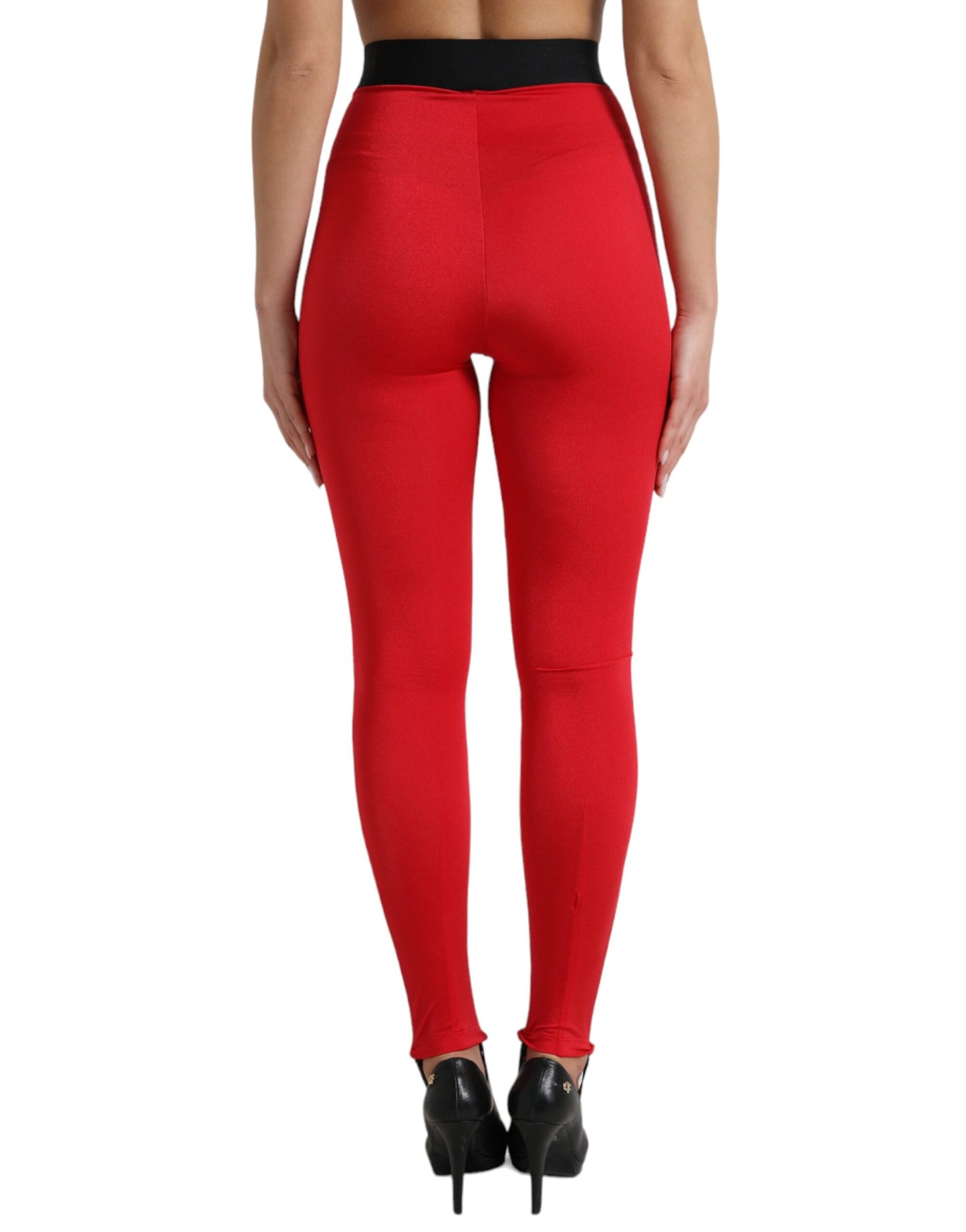 Dolce &amp; Gabbana, rote Leggings aus Nylon mit DG-Logo und schmaler Passform