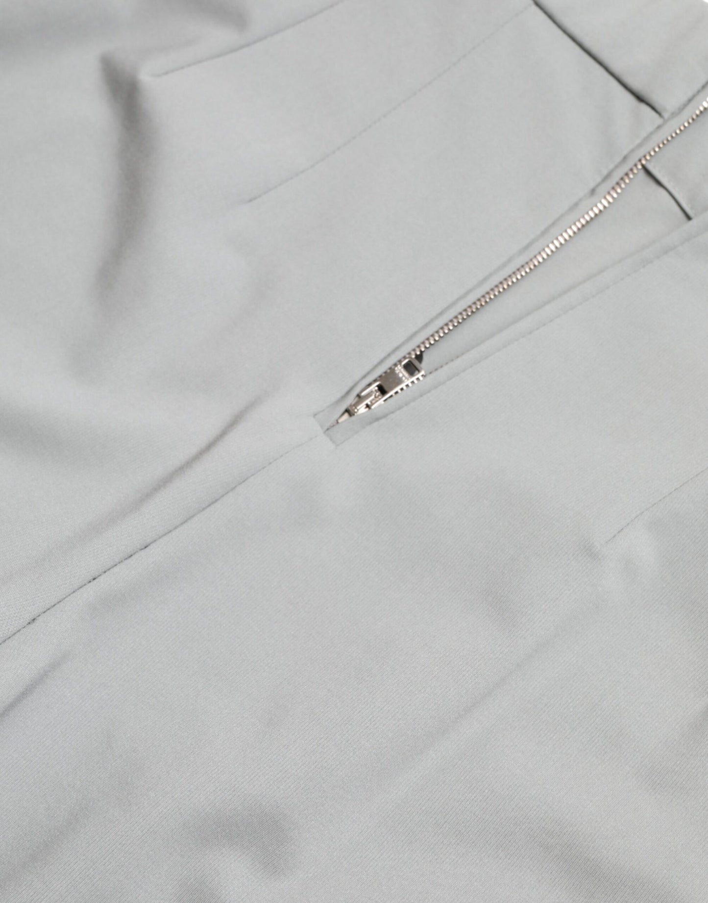 Dolce &amp; Gabbana – Schmale Hose aus grauem Nylon