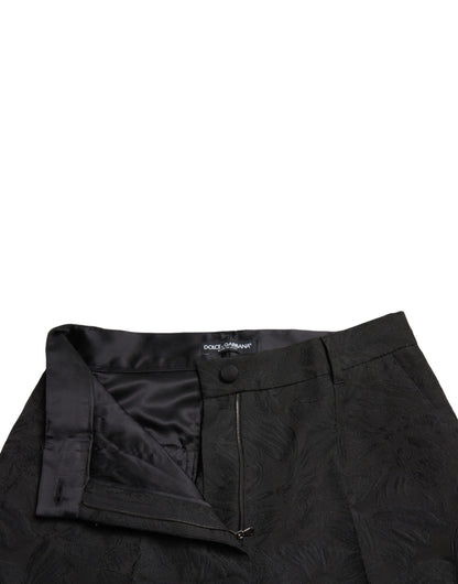 Dolce &amp; Gabbana – Schwarze, hoch taillierte, konisch zulaufende Hose aus Polyester