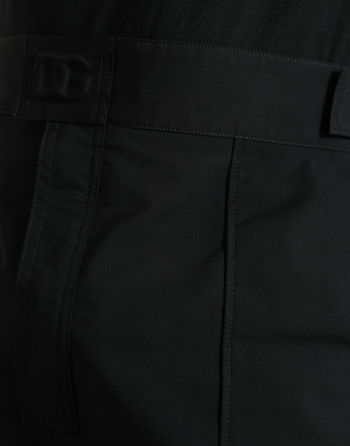 Dolce &amp; Gabbana Schwarze, gerade geschnittene Hose aus Polyester mit Logo