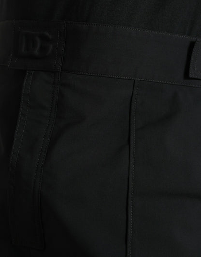 Dolce &amp; Gabbana Schwarze, gerade geschnittene Hose aus Polyester mit Logo