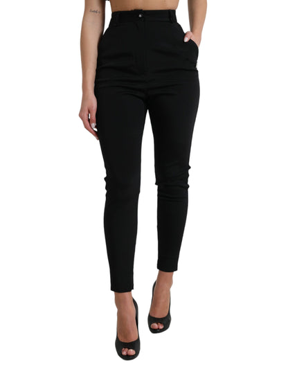 Dolce &amp; Gabbana – Schwarze Skinny-Hose aus Wollstretch mit hoher Taille