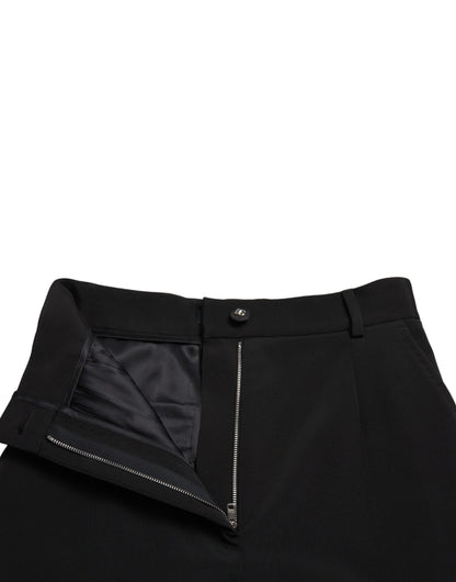 Dolce &amp; Gabbana – Schwarze Skinny-Hose aus Wollstretch mit hoher Taille