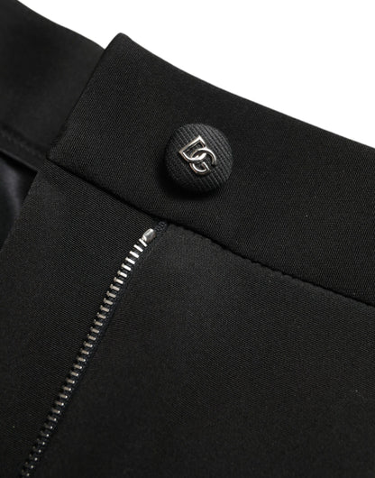 Dolce &amp; Gabbana – Schwarze Skinny-Hose aus Wollstretch mit hoher Taille