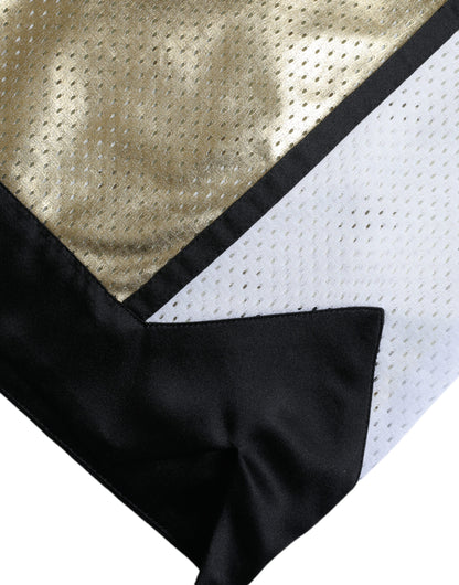 Dolce &amp; Gabbana – Shorts aus perforiertem Polyester mit hoher Taille in Gold