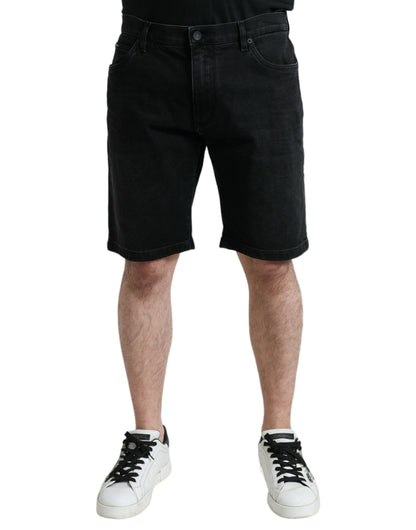 Dolce &amp; Gabbana – Bermuda-Shorts aus schwarzem Baumwollstretch