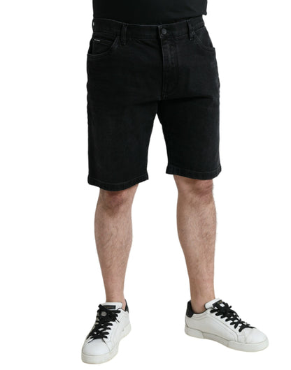 Dolce &amp; Gabbana – Bermuda-Shorts aus schwarzem Baumwollstretch