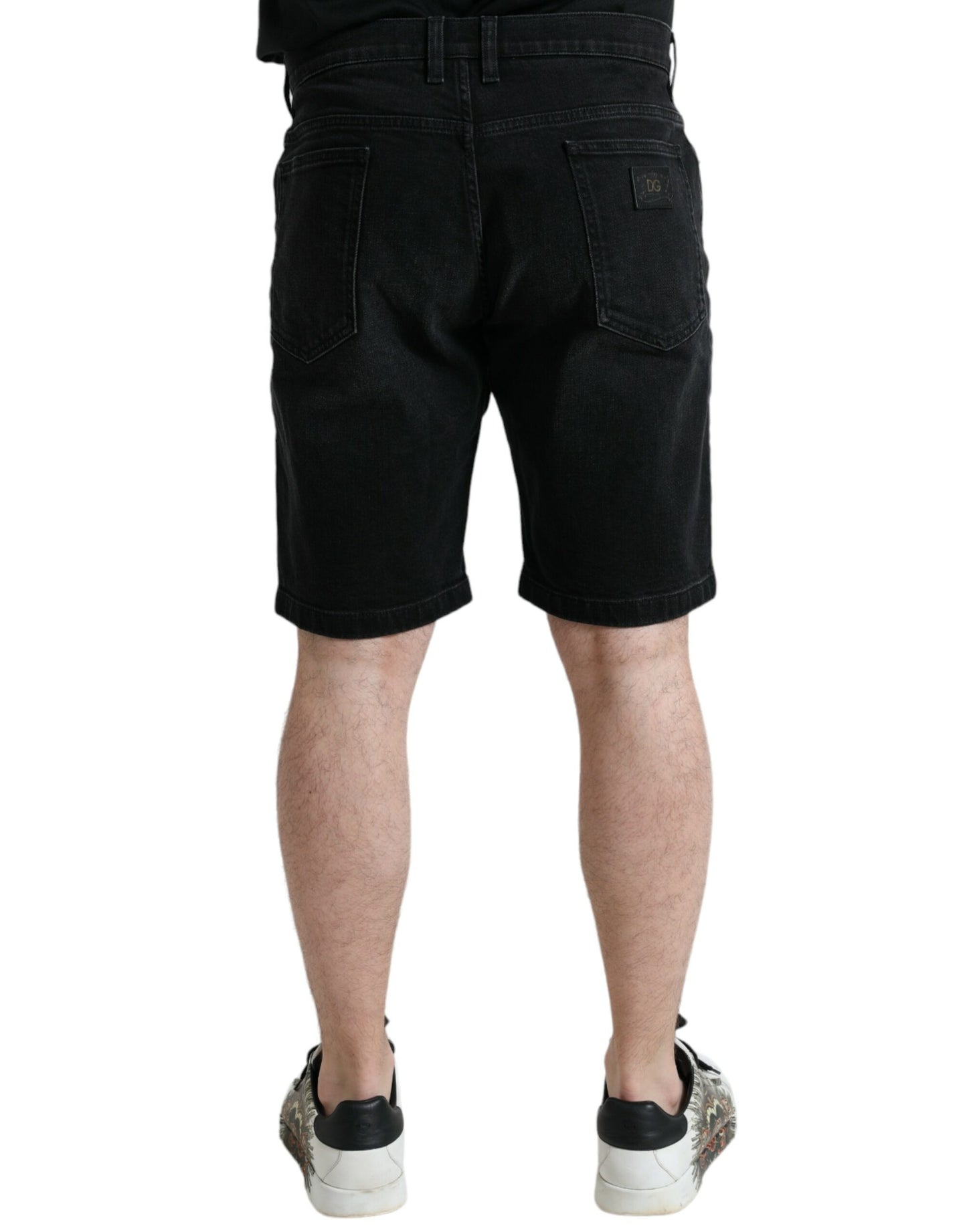 Dolce &amp; Gabbana – Bermuda-Shorts aus schwarzem Baumwollstretch