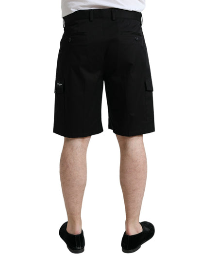 Dolce &amp; Gabbana – Schwarze Cargo-Bermudashorts aus Baumwollstretch
