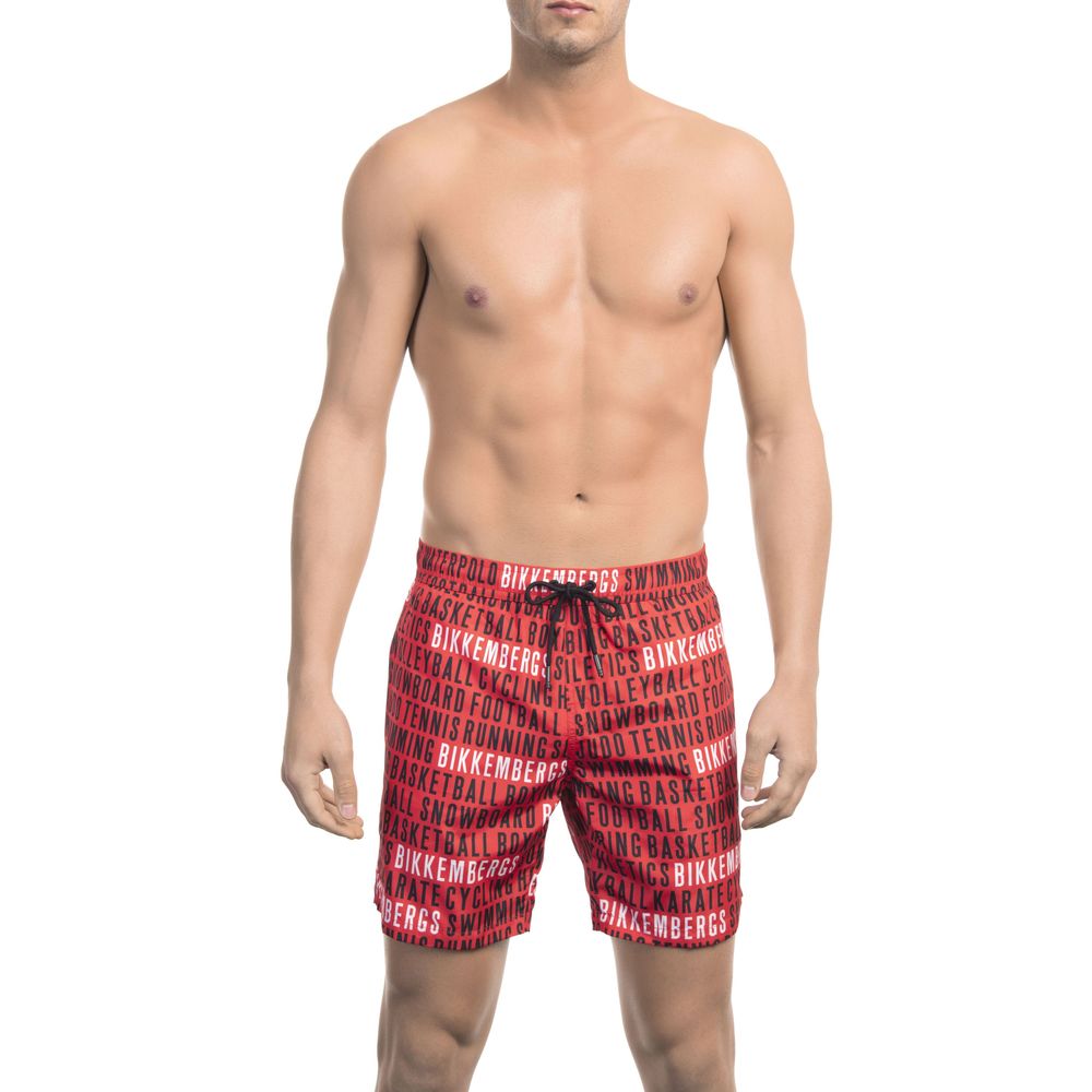 Bikkembergs – Rote Polyester-Badeshorts für Herren