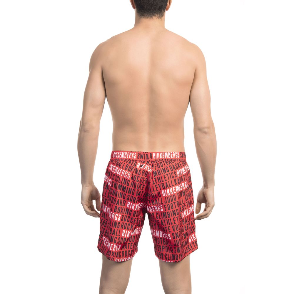 Bikkembergs – Rote Polyester-Badeshorts für Herren