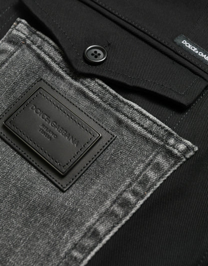 Dolce &amp; Gabbana – Schmale Jeanshose aus Baumwolldenim in Schwarz und Grau