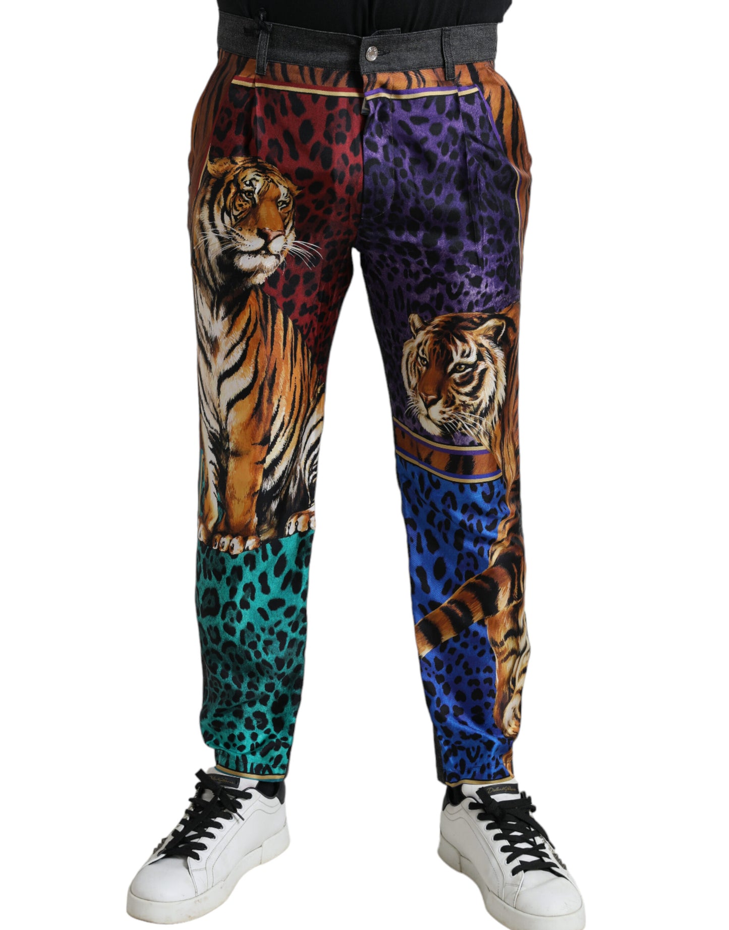 Dolce &amp; Gabbana Mehrfarbige Tiger-Jeans aus lockerer Baumwolle