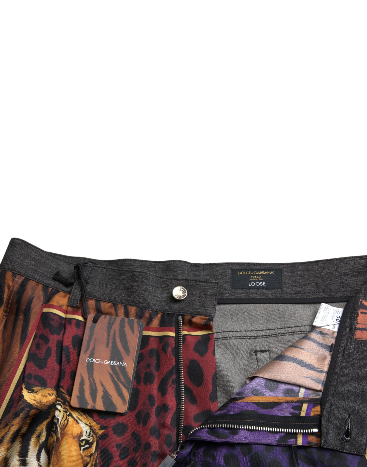 Dolce &amp; Gabbana Mehrfarbige Tiger-Jeans aus lockerer Baumwolle