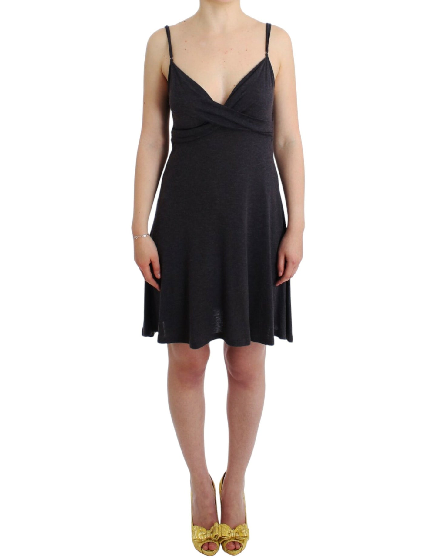 Costume National Graues gestricktes A-Linien-Kleid