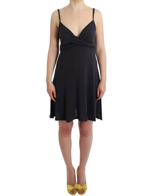 Costume National Graues gestricktes A-Linien-Kleid