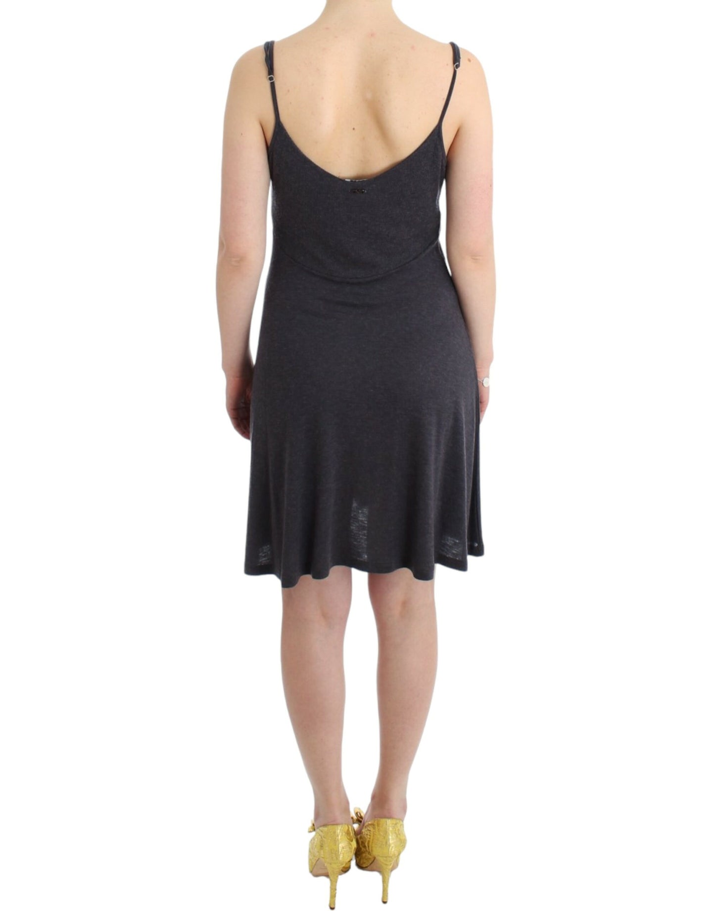 Costume National Graues gestricktes A-Linien-Kleid