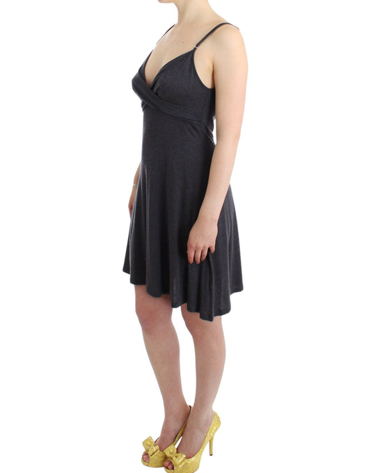 Costume National Graues gestricktes A-Linien-Kleid