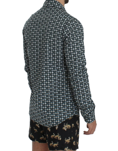 Dolce &amp; Gabbana Pyjamahemd aus Baumwolle mit grünem Hut-Print, Nachtwäsche