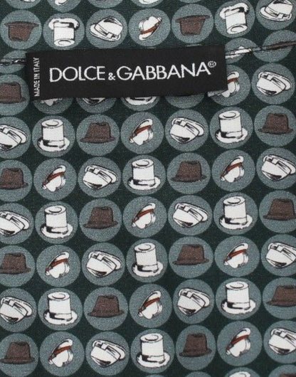 Dolce &amp; Gabbana Pyjamahemd aus Baumwolle mit grünem Hut-Print, Nachtwäsche