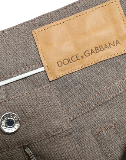 Dolce &amp; Gabbana – Enge Hose aus Baumwollstretch in Braun für Herren