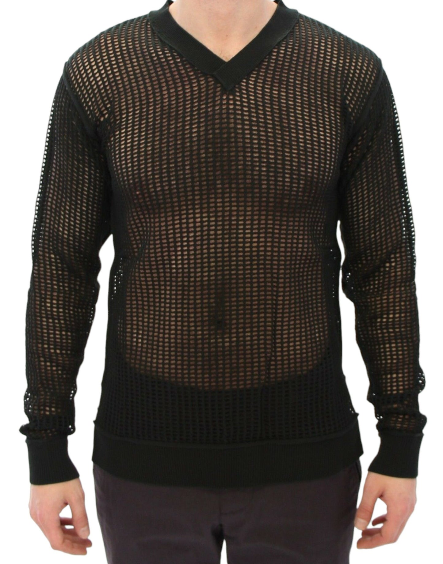 Dolce &amp; Gabbana Dunkelgrüner Runway Netzpullover Netzpullover