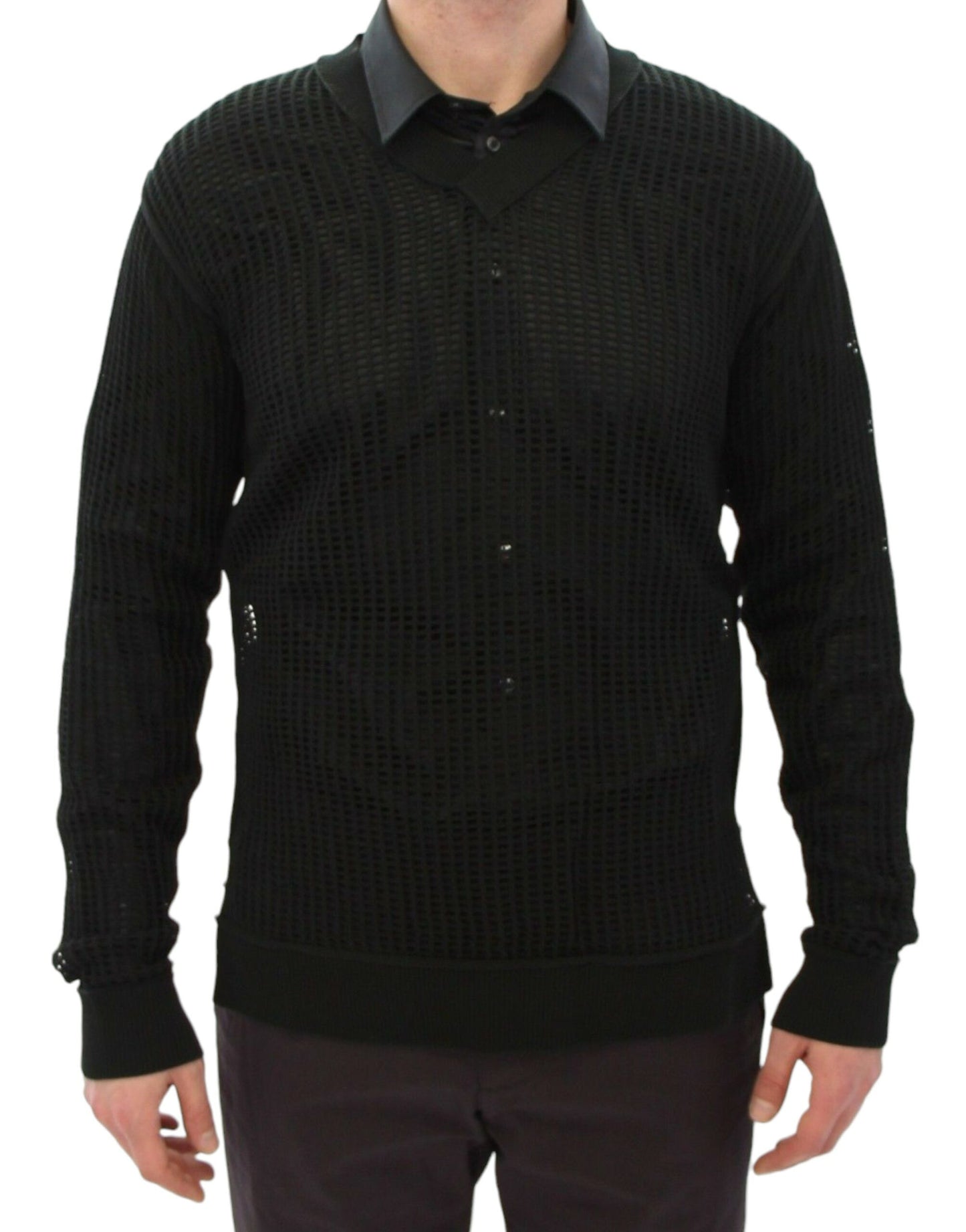 Dolce &amp; Gabbana Dunkelgrüner Runway Netzpullover Netzpullover