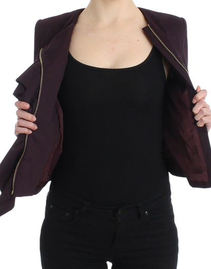 GF Ferre Lila gerüschte Jacke Mantel Blazer Kurz