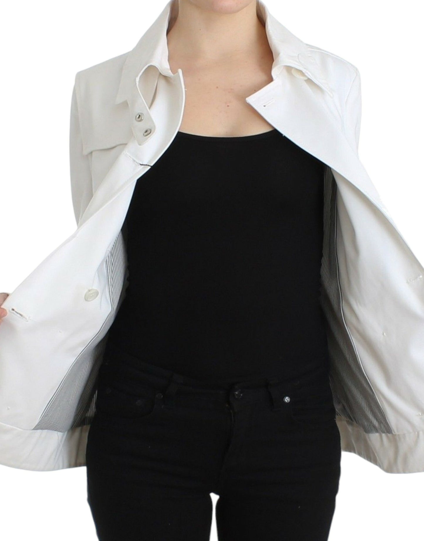 GF Ferre Weißer Zweireiher-Jackenmantel-Blazer
